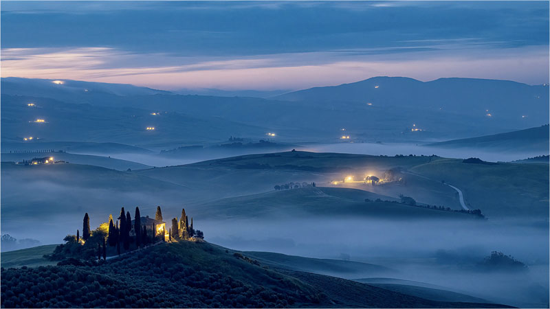 Podere belvedere in the blue hour