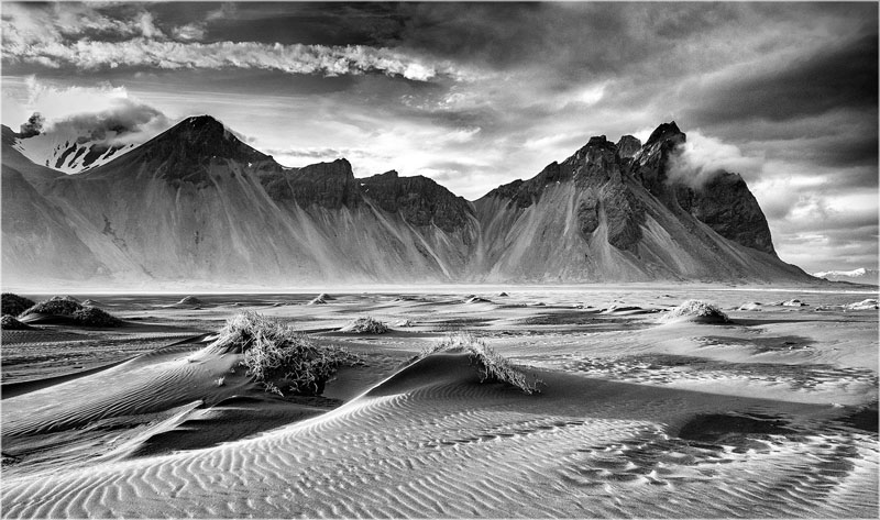 Black sand beach at stokksnes